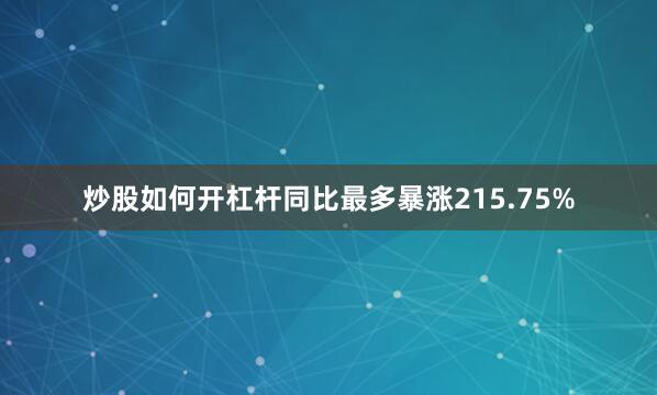 炒股如何开杠杆同比最多暴涨215.75%